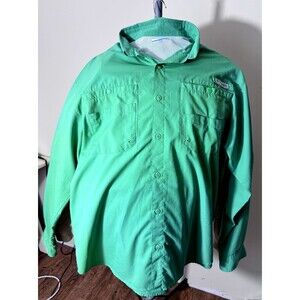 Columbia PFG Shirt Men L Green Fishing Performance Vented Omni Shade